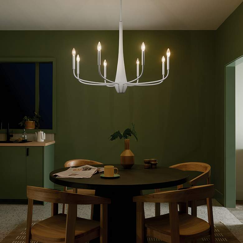 Image 7 Kichler Deela 36 Inch 8 Light Chandelier in White more views