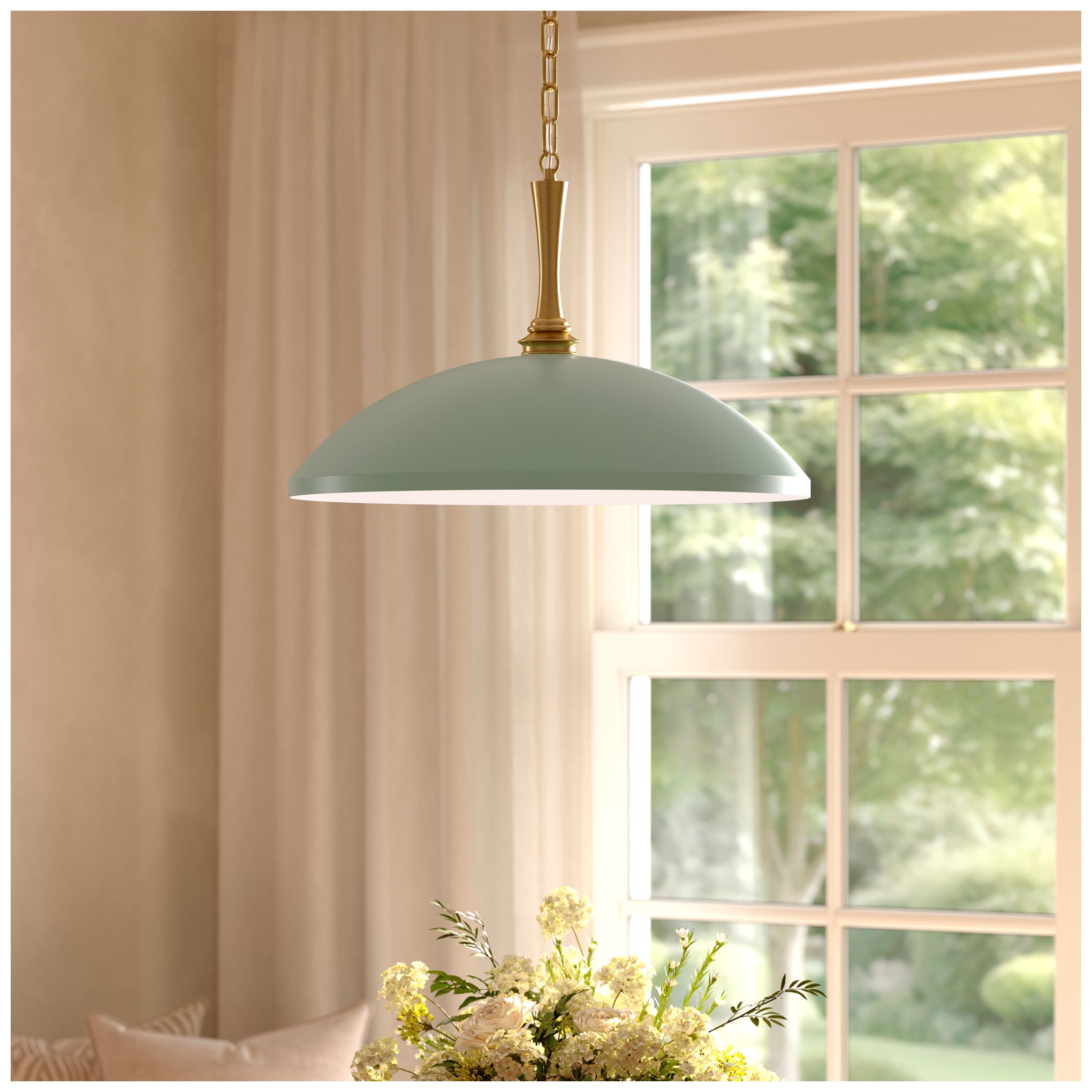 Image 2 Kichler Delarosa 20.25" 1-Light Heritage Green and Champagne Bronze Pendant more views