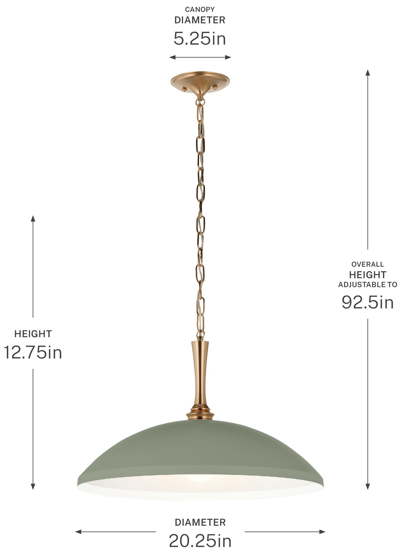 Kichler Delarosa 20.25" 1-Light Heritage Green and Champagne Bronze Pendant