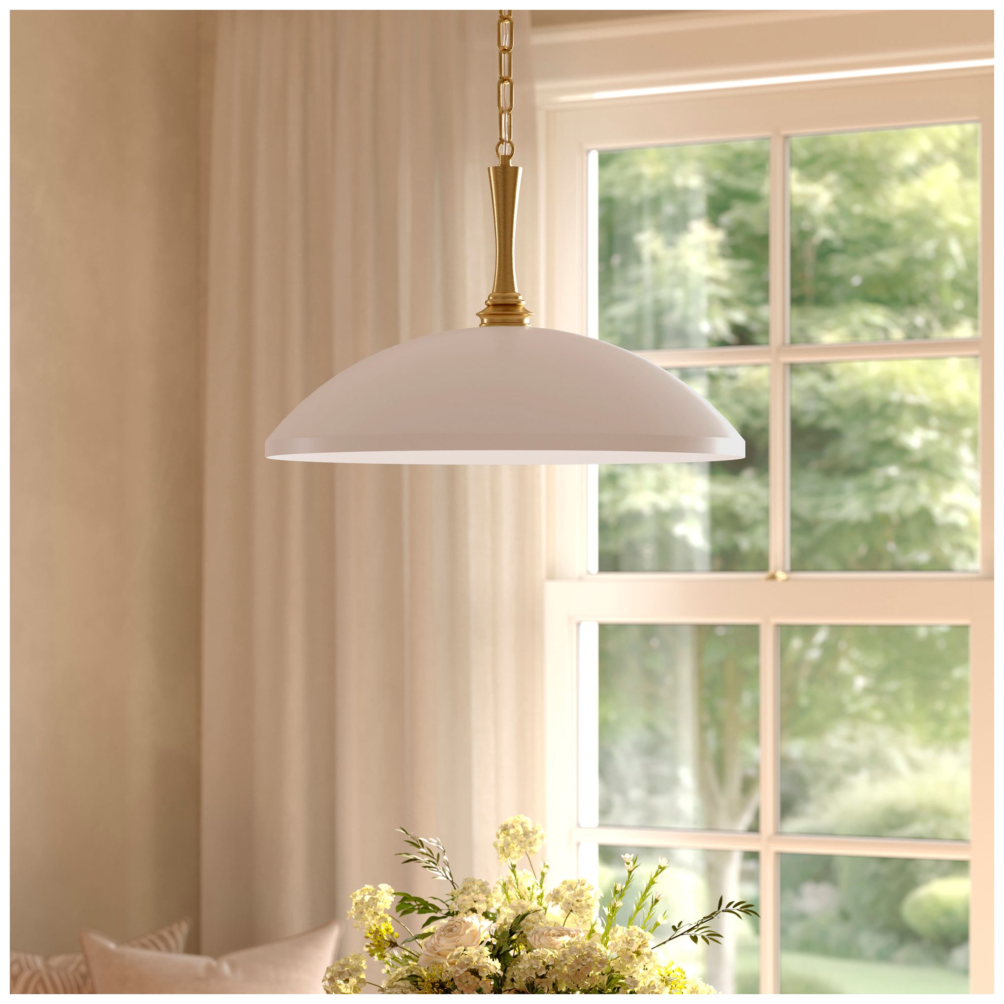 Image 2 Kichler Delarosa 20.25" 1-Light Pendant in Greige and Champagne Bronze more views