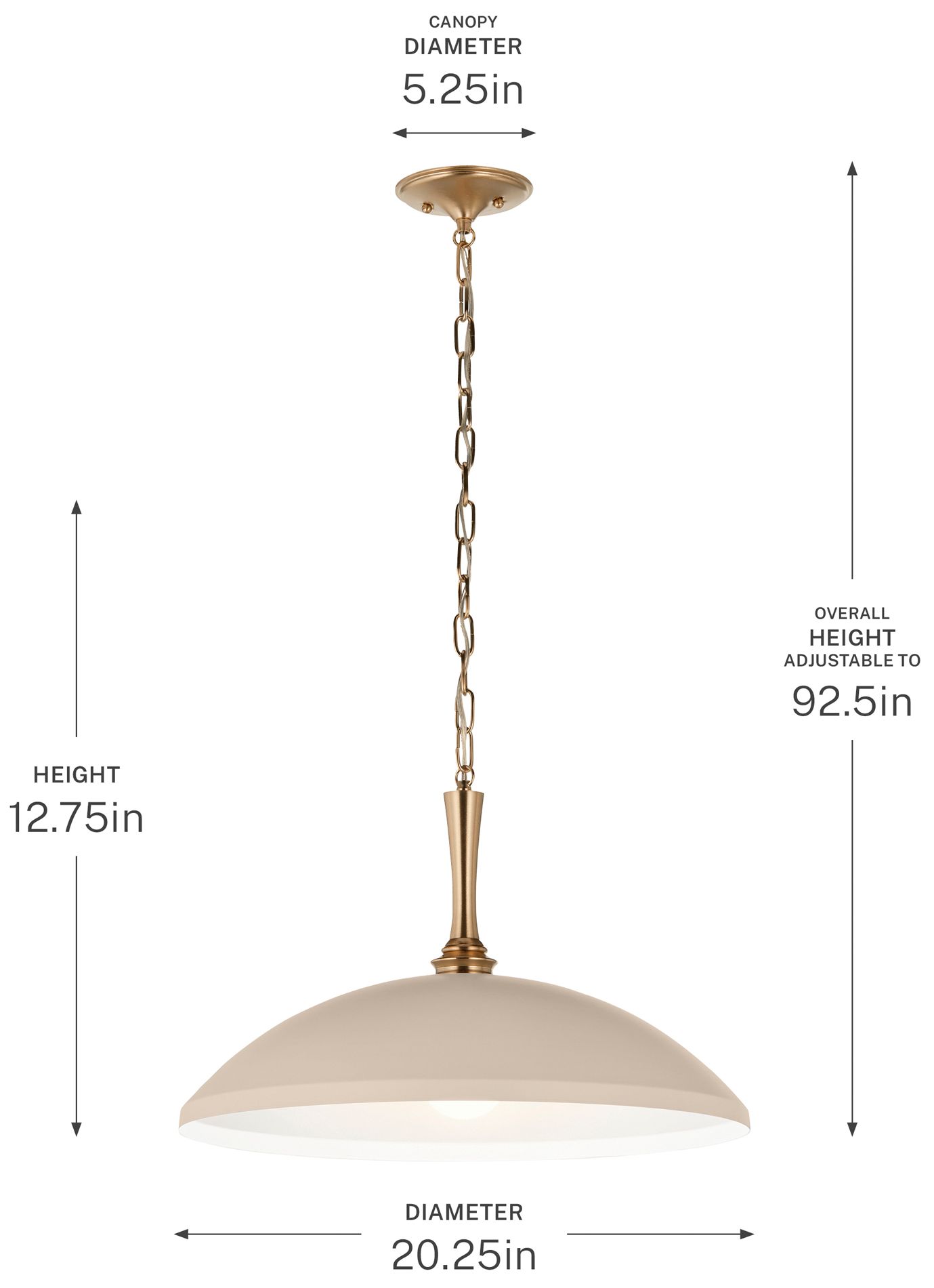 Kichler Delarosa 20.25" 1-Light Pendant in Greige and Champagne Bronze