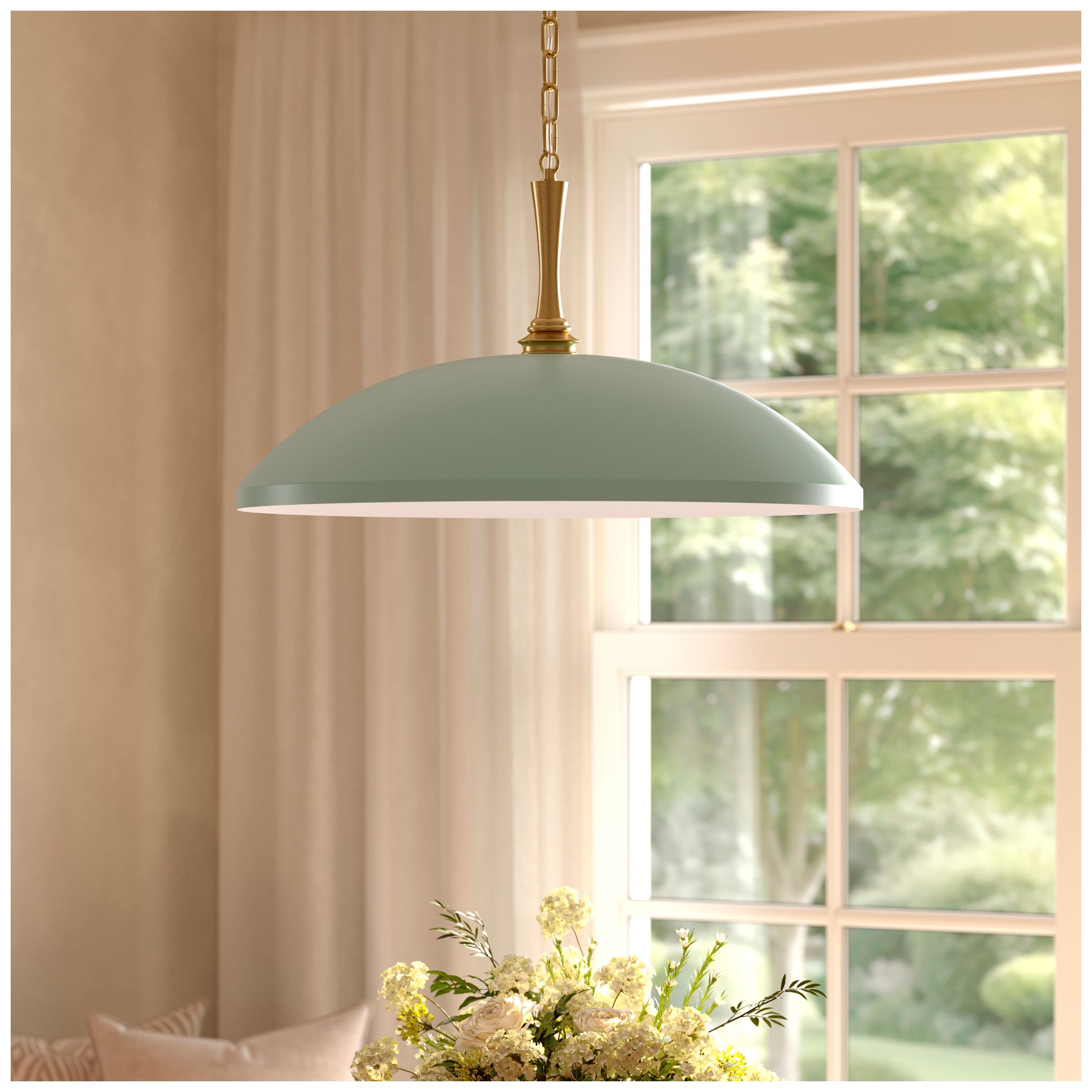 Image 2 Kichler Delarosa 24.25" 1-Light Heritage Green and Champagne Bronze Pendant more views