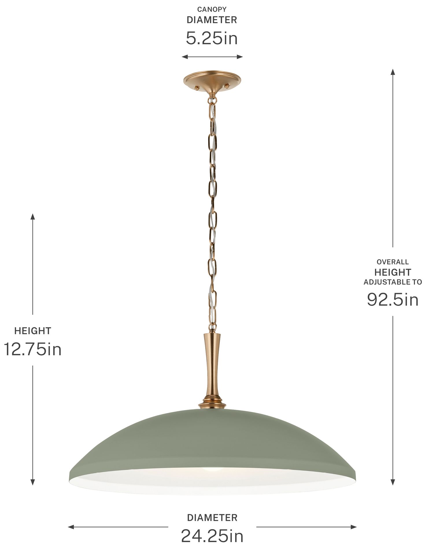 Kichler Delarosa 24.25" 1-Light Heritage Green and Champagne Bronze Pendant