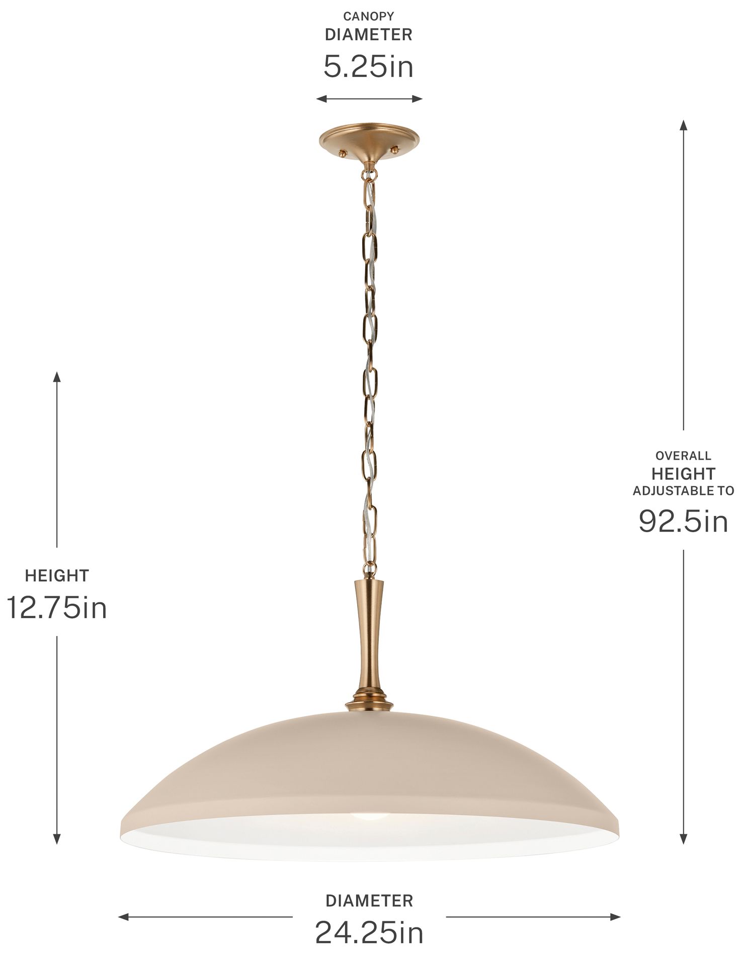 Kichler Delarosa 24.25" 1-Light Pendant in Greige and Champagne Bronze