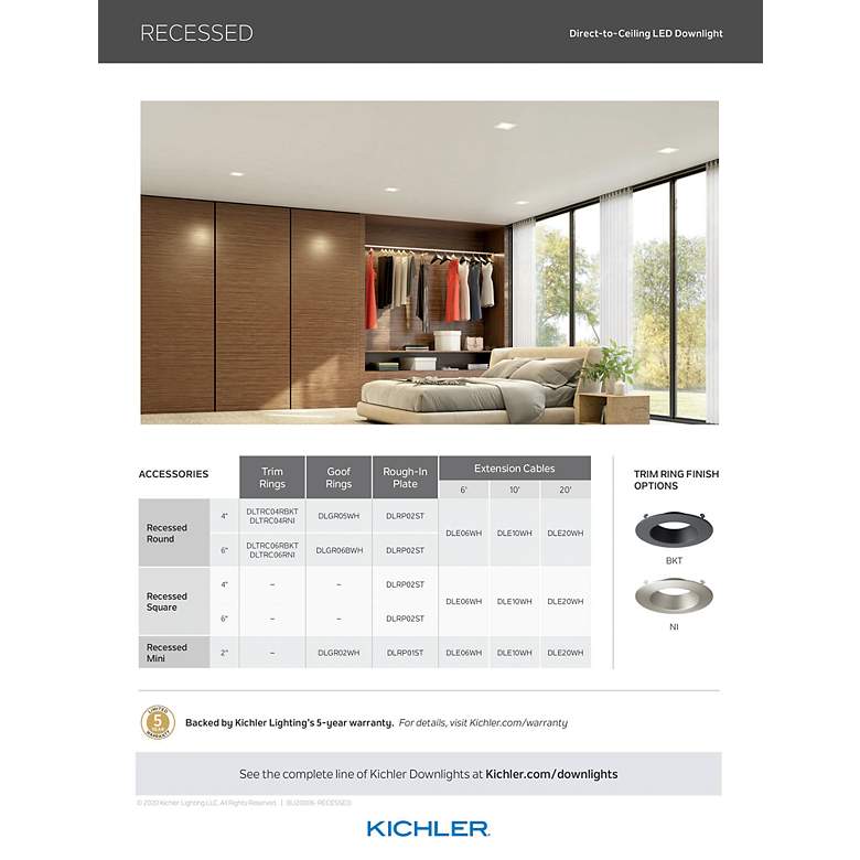 Image 5 Kichler Direct to Ceiling Textured White 4in Recessed Downlight 2700K more views