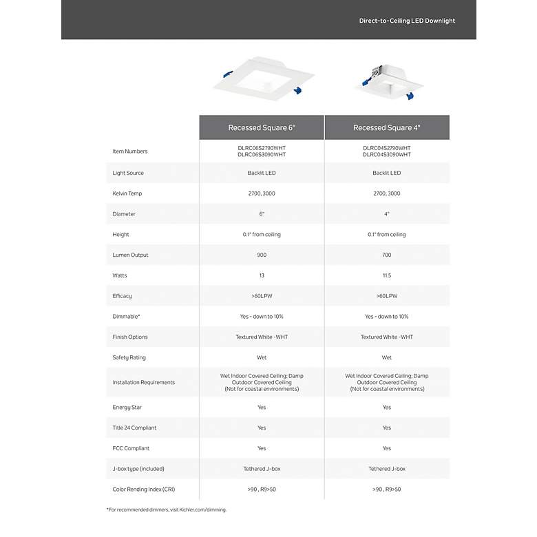 Image 6 Kichler Direct to Ceiling Textured White 4in Recessed Downlight 3000K more views