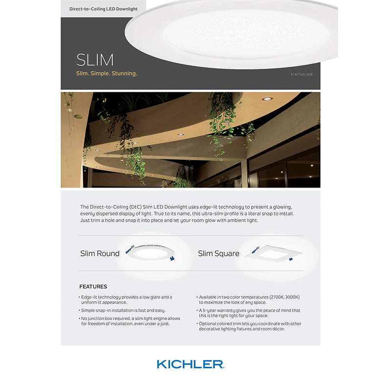 Image 4 Kichler Direct to Ceiling Textured White 5in Slim Downlight 3000K more views