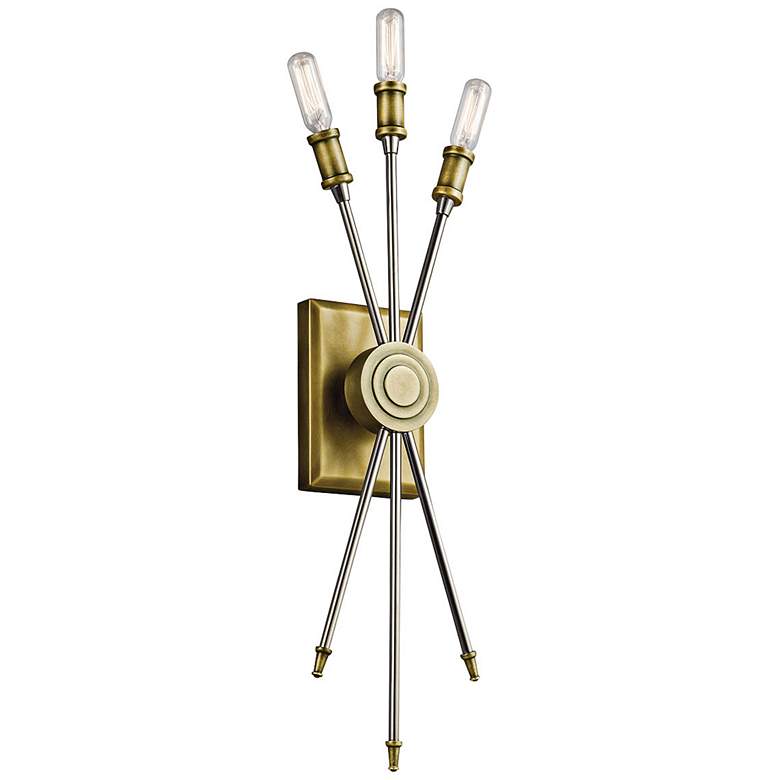 Image 1 Kichler Doncaster 23 inch High Natural Brass 3-Light Wall Sconce