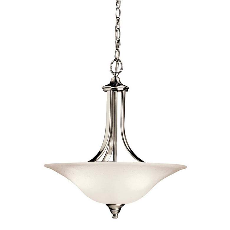 Image 1 Kichler Dover 17 3/4 inch Wide 3-Light Brushed Nickel White Glass Pendant