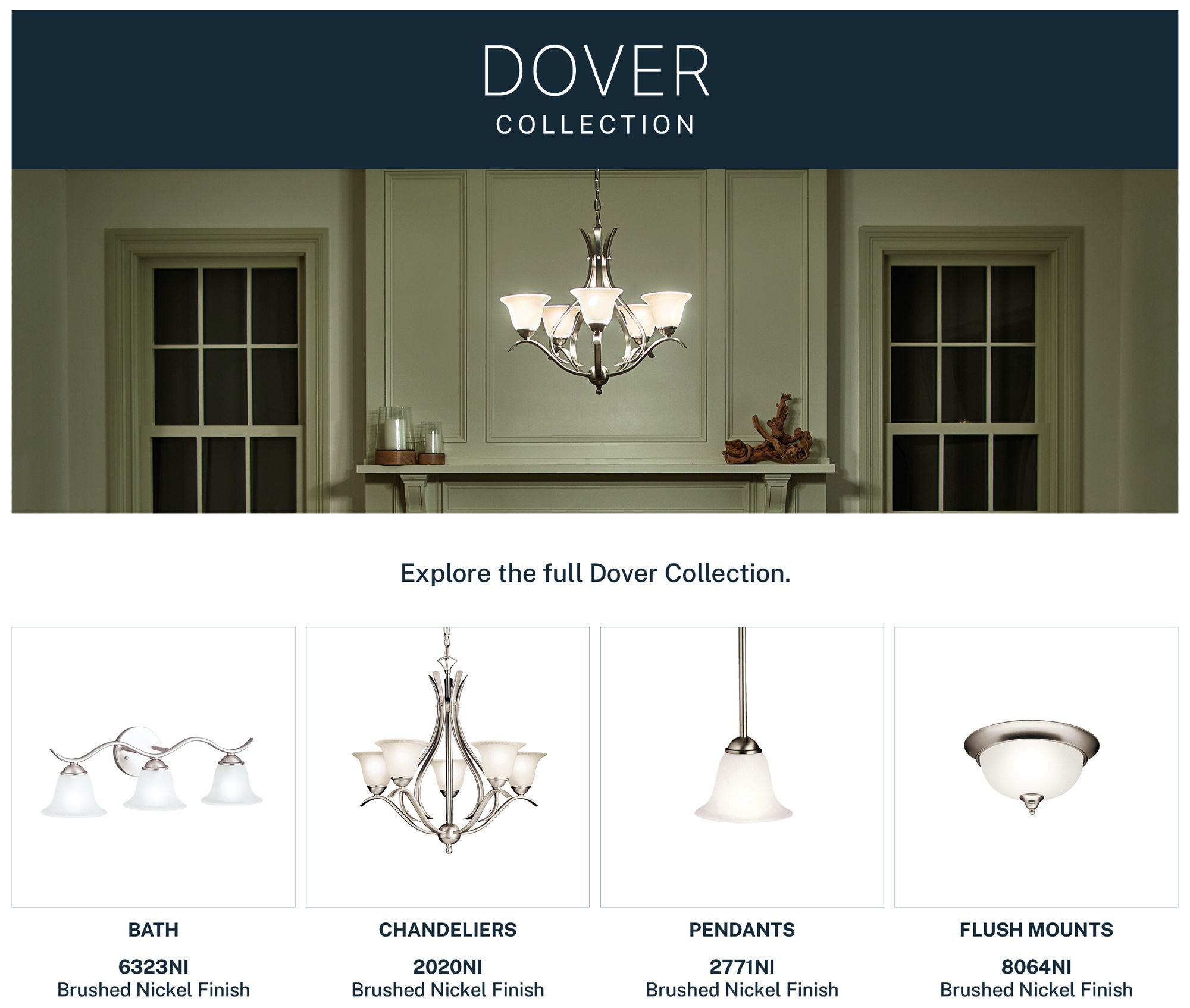 Kichler Dover 18" Wide Four Light Brushed Nickel Uplight Chandelier in scene