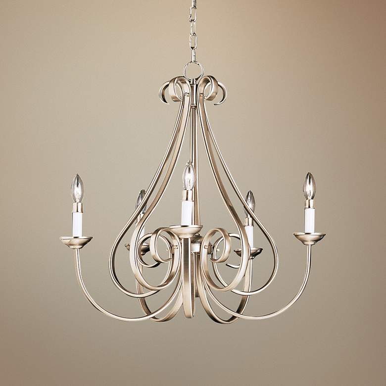 Image 1 Kichler Dover 25 1/2" Nickel 5-Light Scroll Arm Traditional Chandelier
