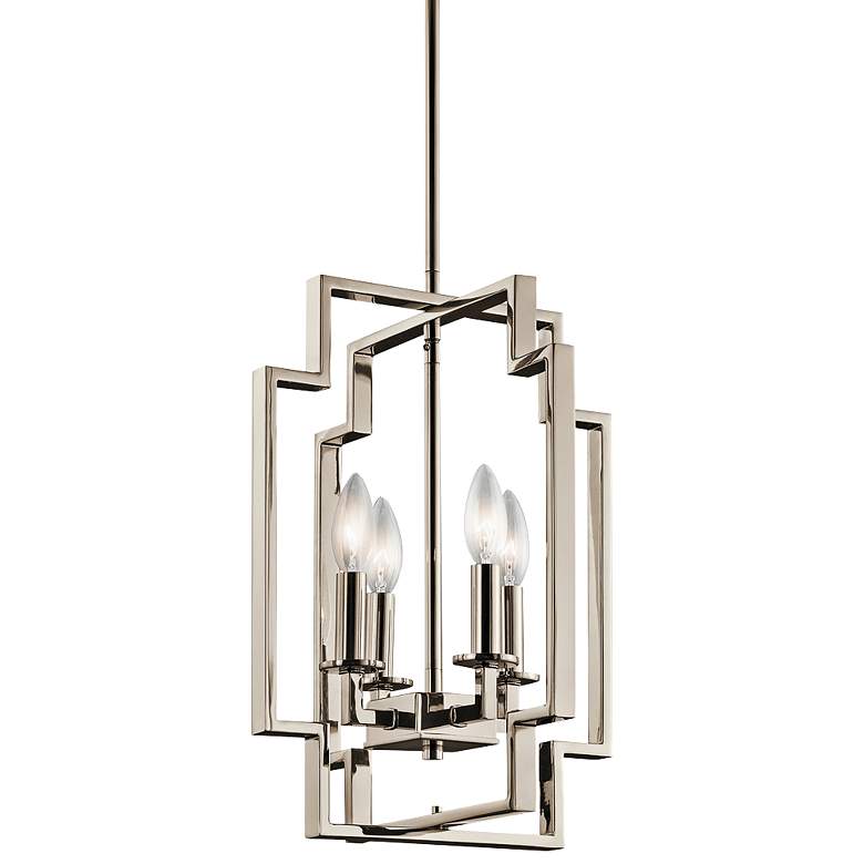 Image 2 Kichler Downtown Deco 12 inch Wide Polished Nickel Foyer Pendant