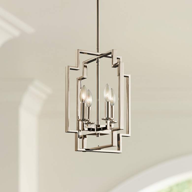 Image 1 Kichler Downtown Deco 12 inch Wide Polished Nickel Foyer Pendant