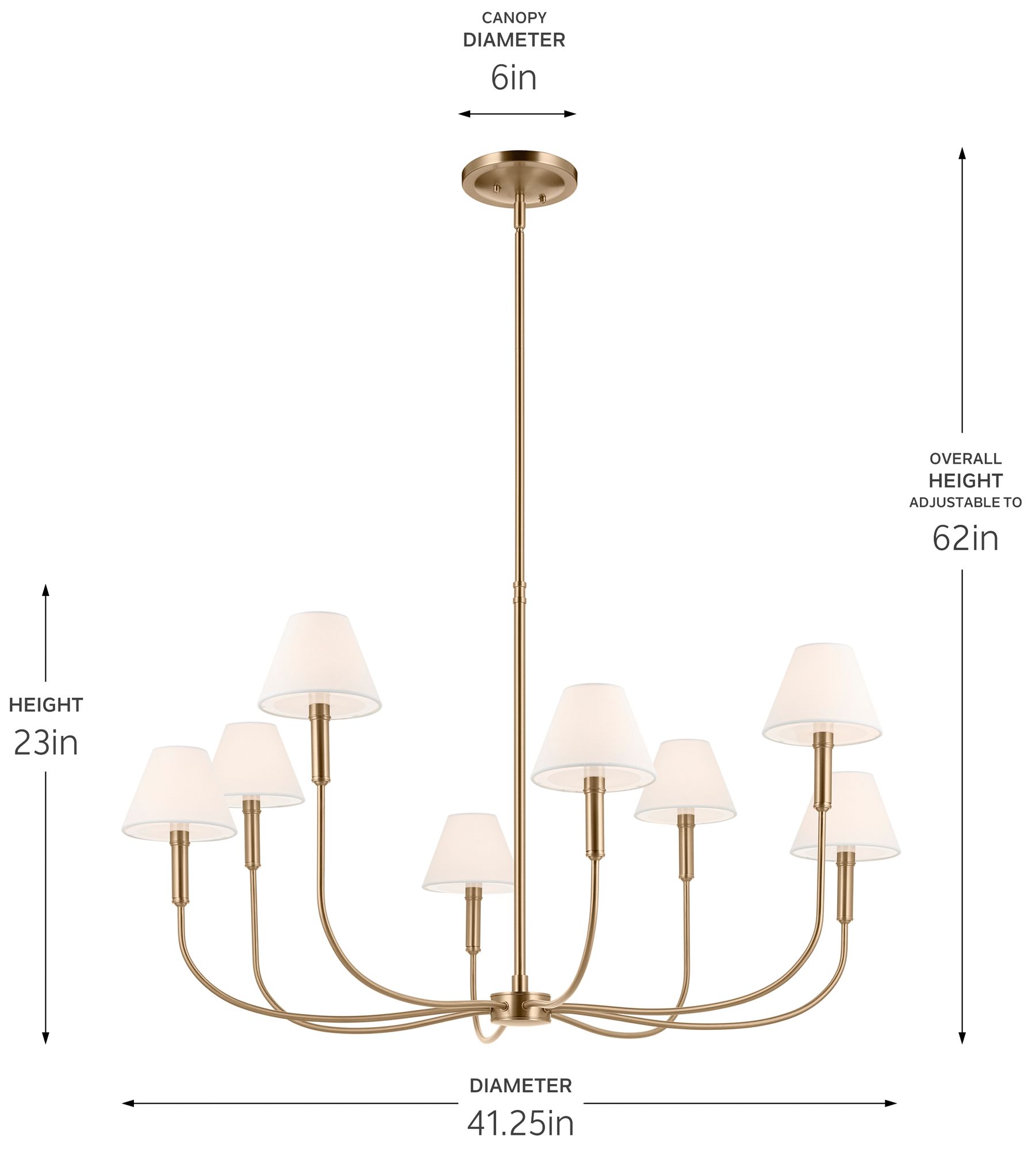 Kichler Eadie 41.25 Inch 8 Light Chandelier in Champagne Bronze