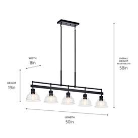 Image4 of Kichler Eastmont 50" Wide Black 5-Light Linear Chandelier more views