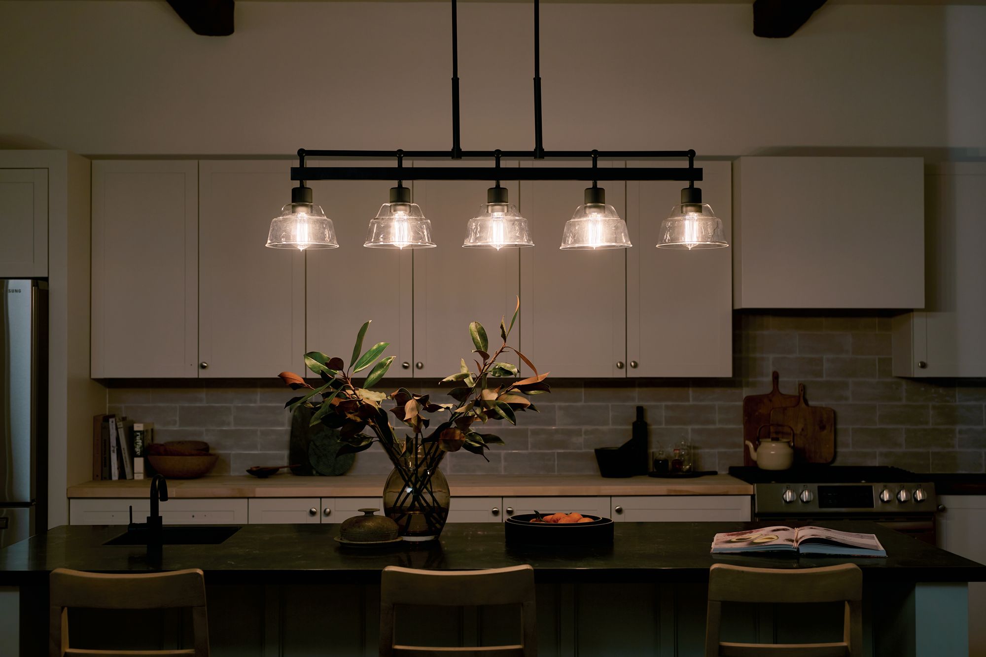 Kichler Eastmont 50" Wide Black 5-Light Linear Chandelier