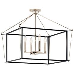 Kichler Eisley 24" Nickel and Black Semi Flush Mount Ceiling Light