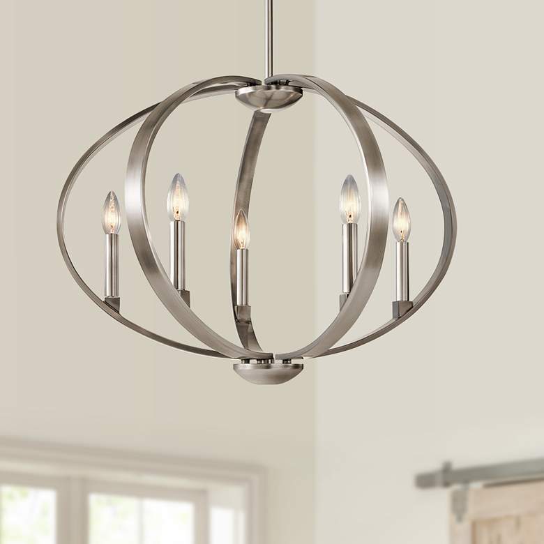 Image 1 Kichler Elata 27" Wide 5-Light Classic Pewter Open Orb Chandelier
