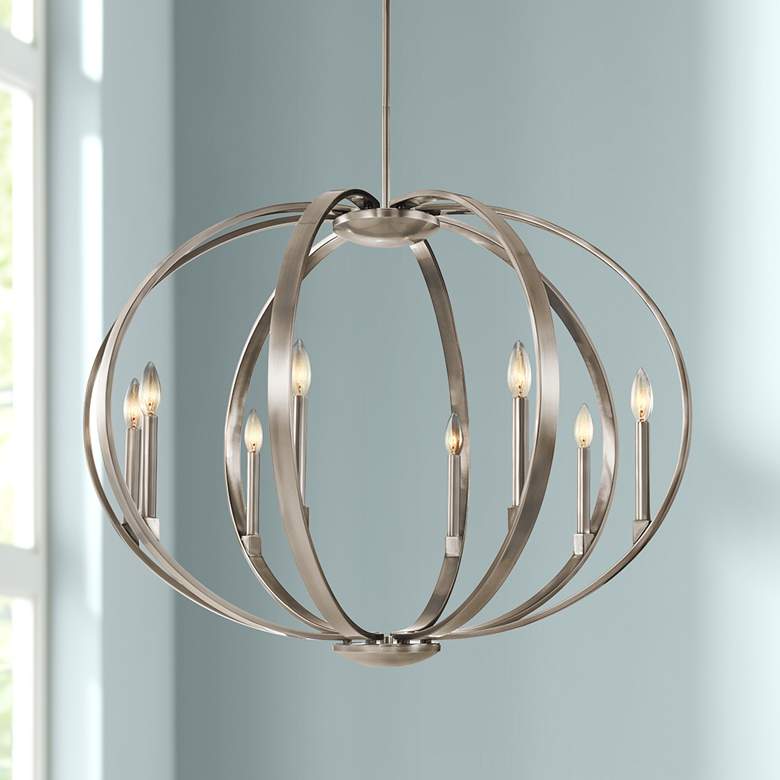 Image 1 Kichler Elata 36 inch Wide 8-Light Classic Pewter Orb Orbital Chandelier