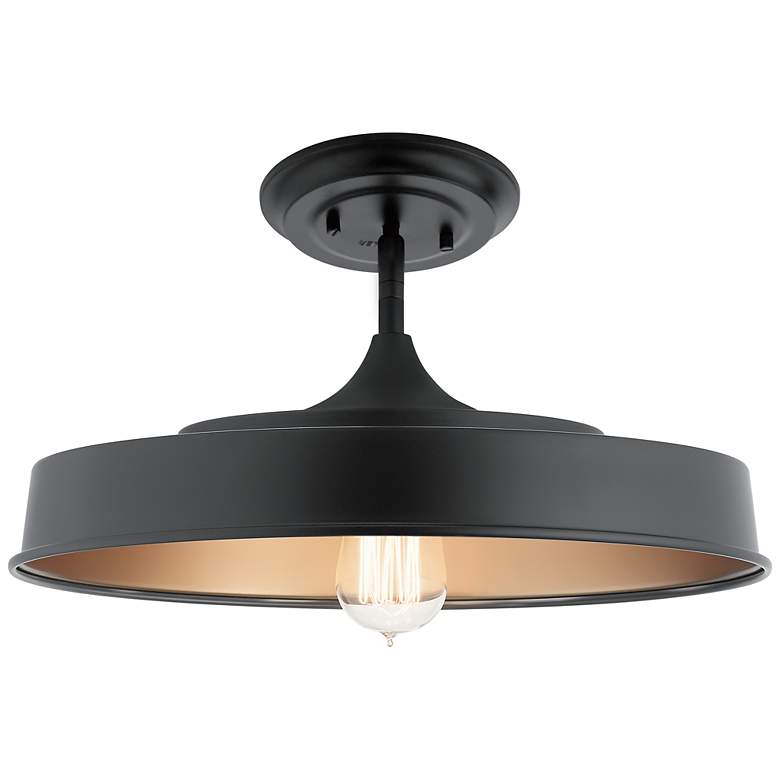 Image 1 Kichler Elias 16" Wide 1-Light Modern Black Semi Flush Ceiling Light