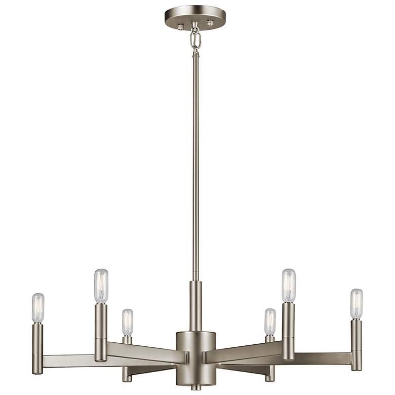 Image 2 Kichler Erzo 26" Wide 6-Light Nickel Modern Candelabra Chandelier