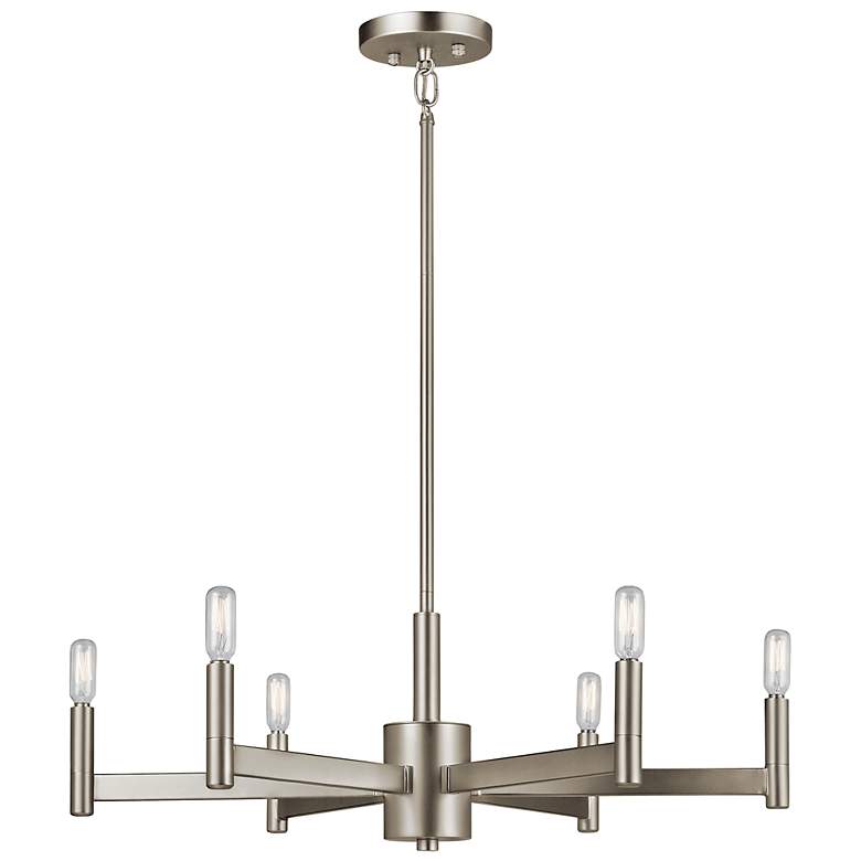 Image 1 Kichler Erzo 26 inch Wide 6-Light Nickel Modern Candelabra Chandelier