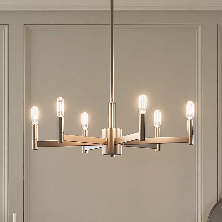 Image 1 Kichler Erzo 26" Wide 6-Light Nickel Modern Candelabra Chandelier