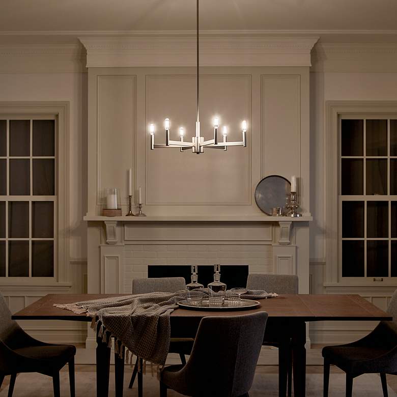 Image 4 Kichler Erzo 26" Wide 6-Light Nickel Modern Candelabra Chandelier more views