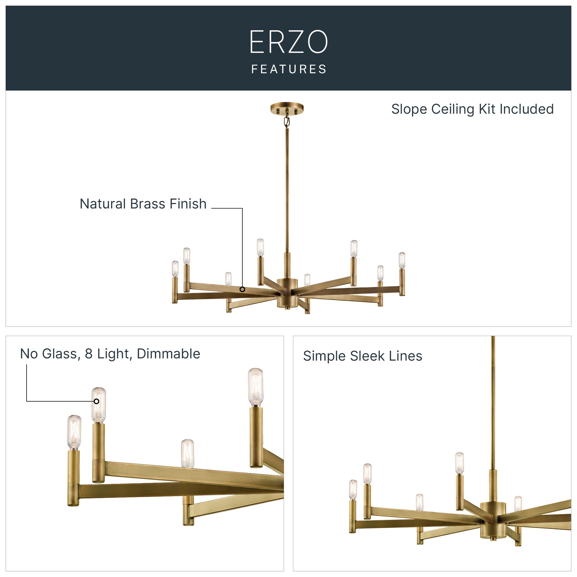 Image 4 Kichler Erzo 35 1/2" Wide Natural Brass 8-Light Chandelier more views