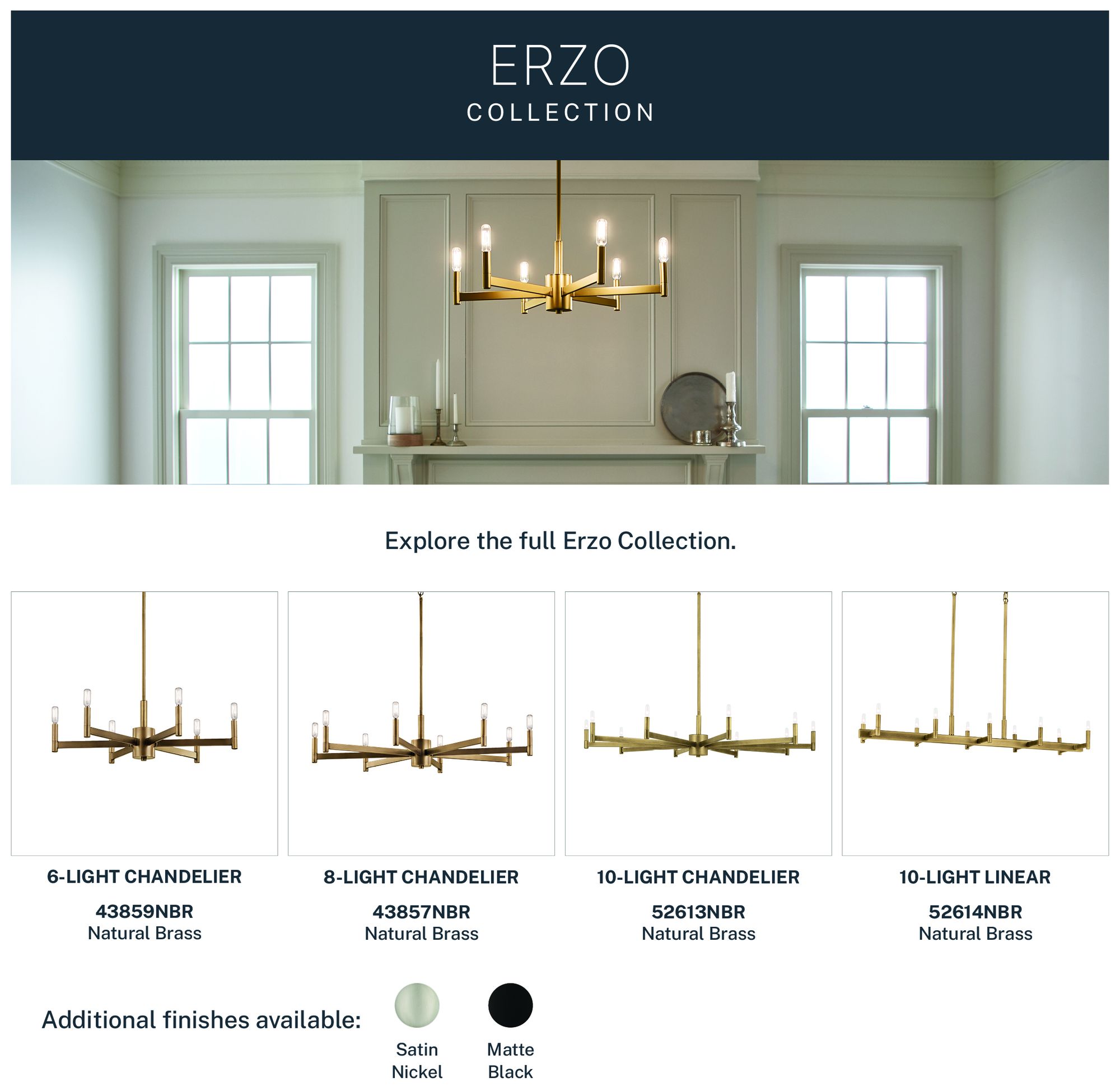 Image 7 Kichler Erzo 35 1/2" Wide Natural Brass 8-Light Chandelier more views