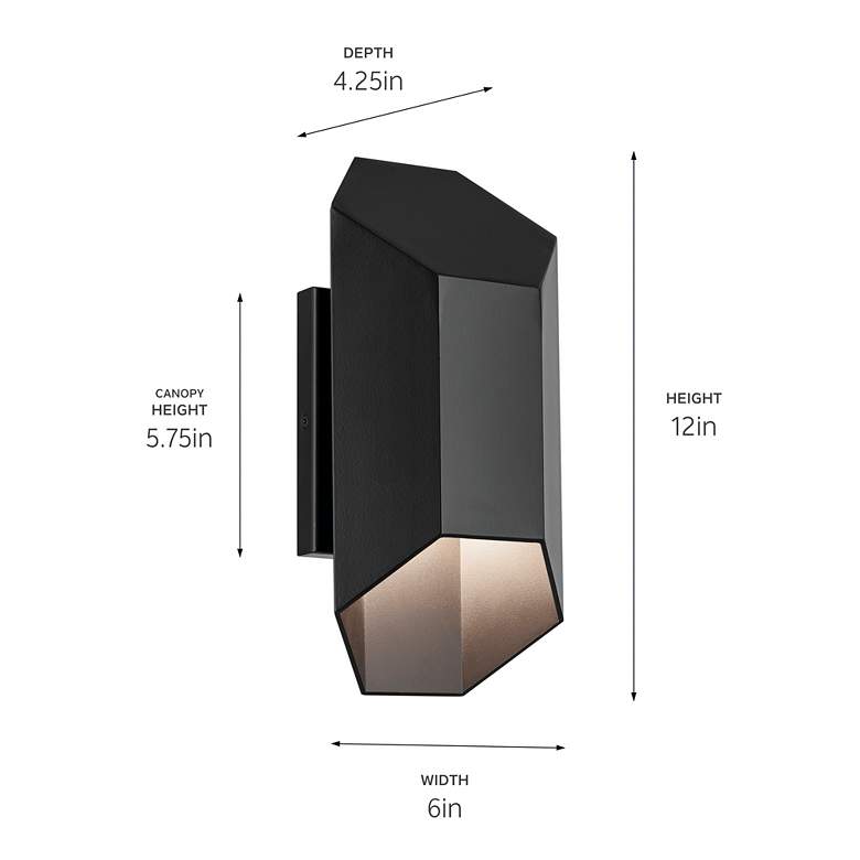 Image 6 Kichler Estella 12" LED Modern Black Dark Sky Outdoor Wall Light more views