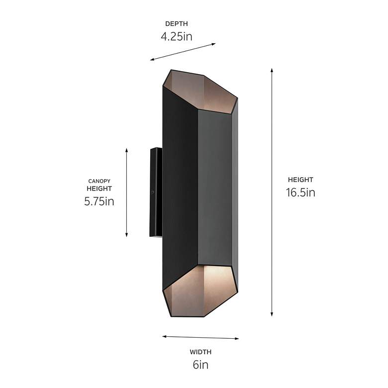 Image 6 Kichler Estella 16 1/2" High Black LED Outdoor Wall Light more views