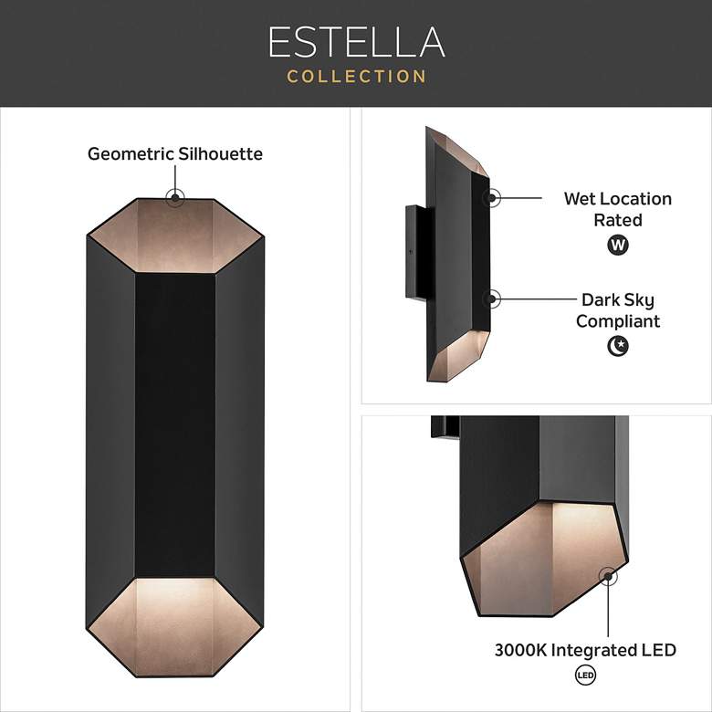 Image 7 Kichler Estella 16 1/2" High Black LED Outdoor Wall Light more views
