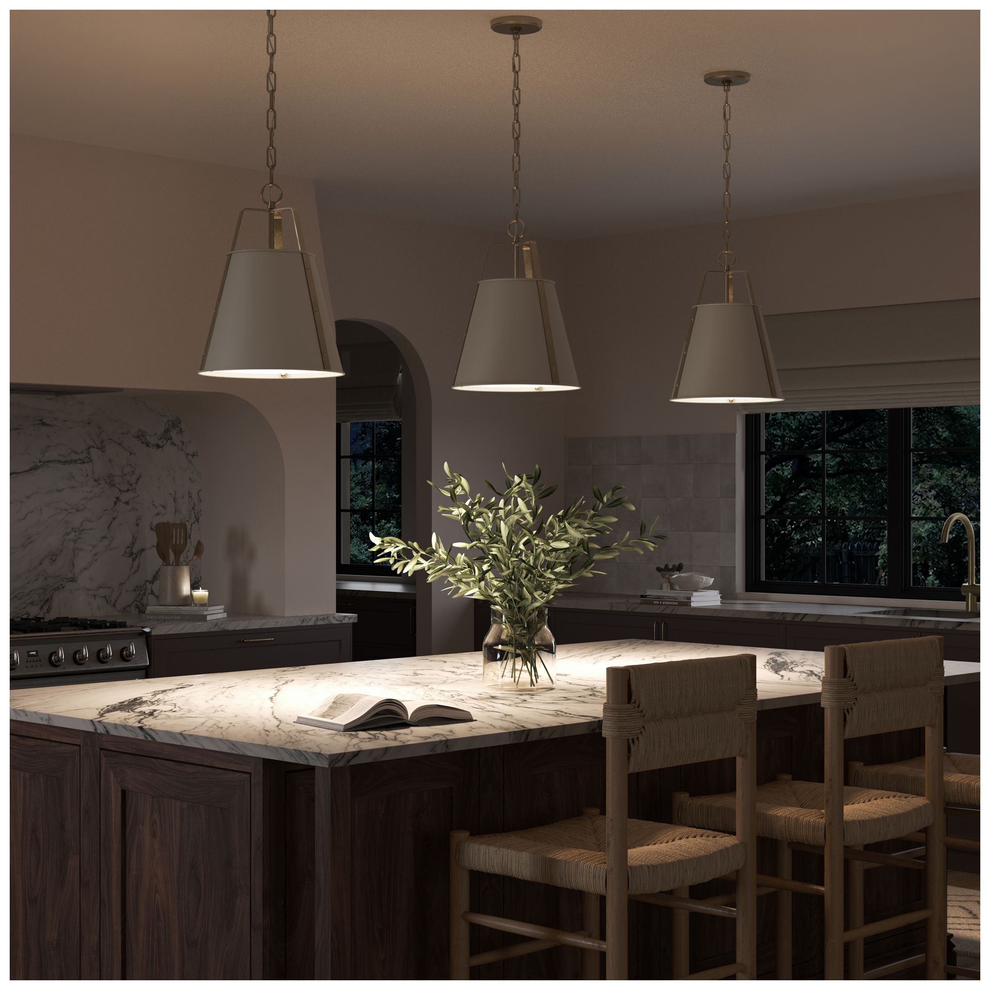 Image 7 Kichler Etcher 13" 1-Light Greige and Champagne Bronze Pendant  w/Diffuser more views