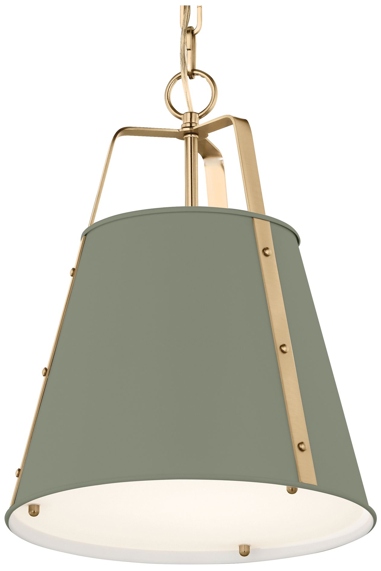 Image 4 Kichler Etcher 13" 1-Light Pendant in Heritage Green and Champagne Bronze more views