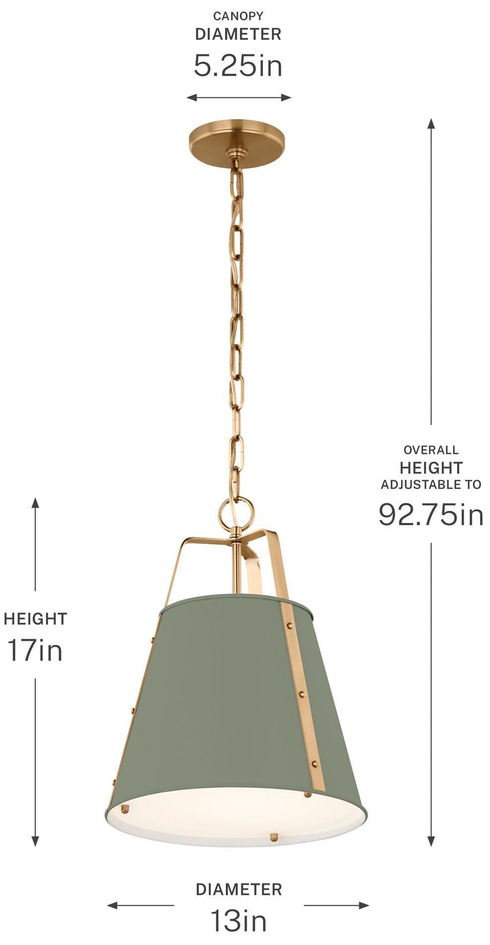 Kichler Etcher 13" 1-Light Pendant in Heritage Green and Champagne Bronze