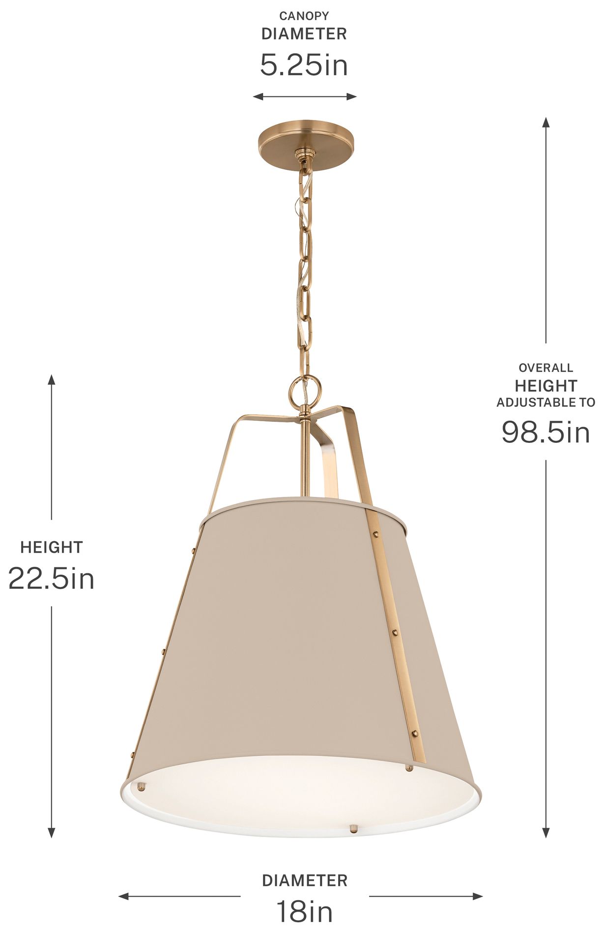 Kichler Etcher 18" 2-Light Greige and Champagne Bronze Pendant w/Diffuser