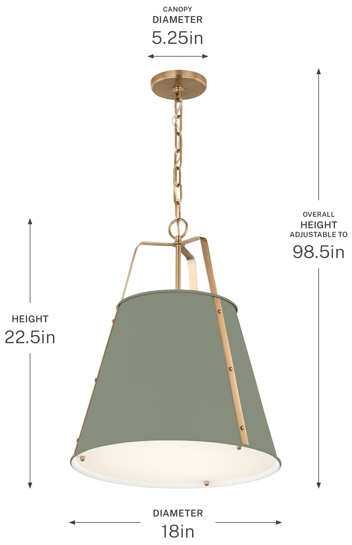 Kichler Etcher 18" 2-Light Pendant in Heritage Green and Champagne Bronze