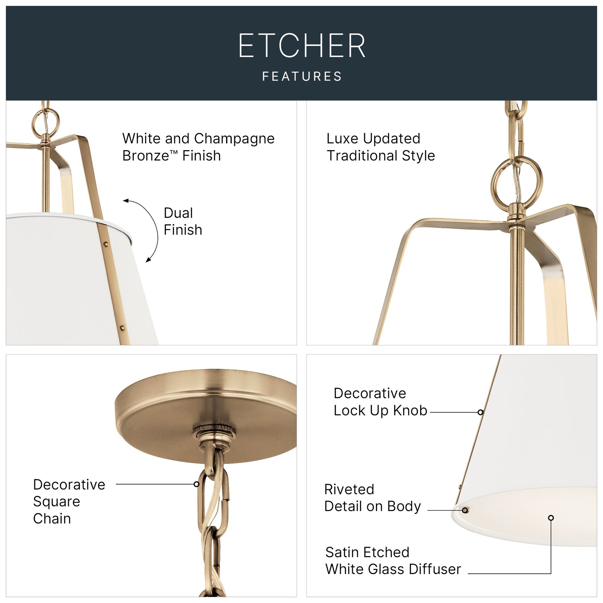 Image 2 Kichler Etcher 18" Wide 2-Light Modern White Pendant Light more views