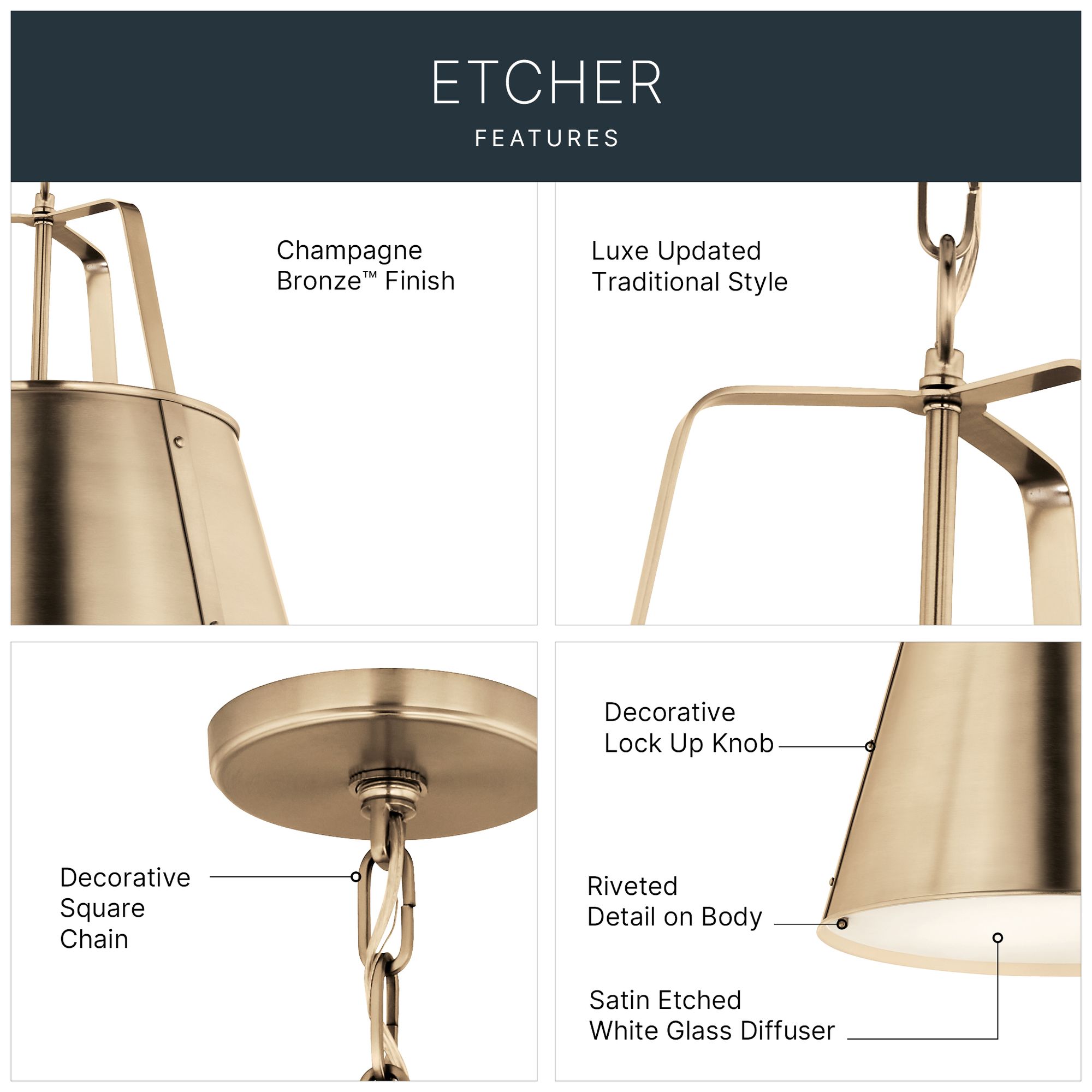 Image 2 Kichler Etcher 18" Wide Modern 2-Light Champagne Bronze Pendant more views