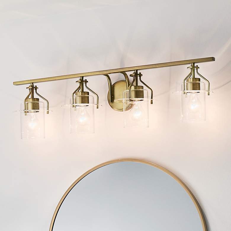 Image 2 Kichler Everett 34 1/4"W Brushed Brass 4-Light Bath Light