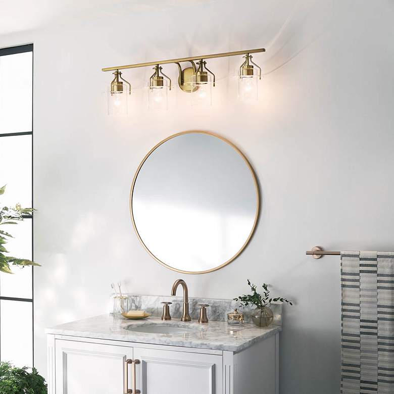 Image 7 Kichler Everett 34 1/4"W Brushed Brass 4-Light Bath Light more views