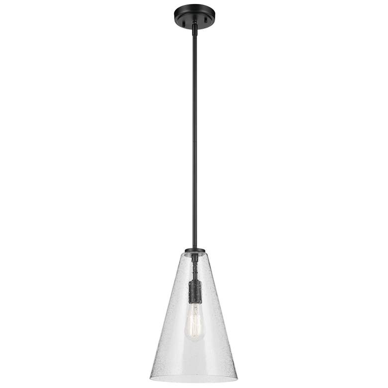 Image 1 Kichler Everly 10 1/2" Wide Black and Clear Seeded Glass Pendant Light
