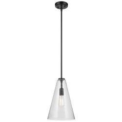 Kichler Everly 10 1/2" Wide Black and Clear Seeded Glass Pendant Light