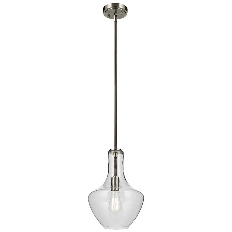 Image 1 Kichler Everly 10 1/2" Wide Brushed Nickel Clear Glass Bell Pendant