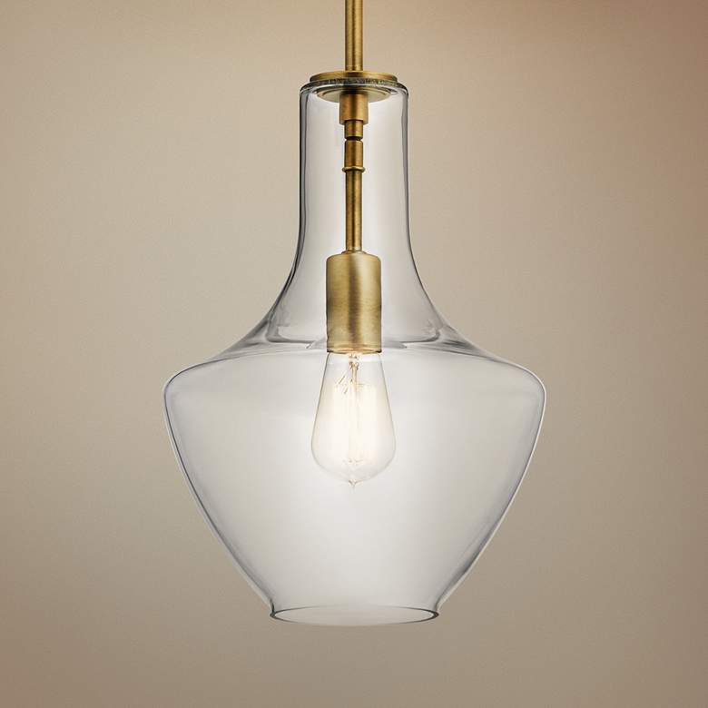 Image 1 Kichler Everly 10 1/2" Wide Natural Brass Mini Pendant