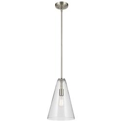 Kichler Everly 10 1/4" Brushed Nickel Clear Seeded Glass Cone Pendant