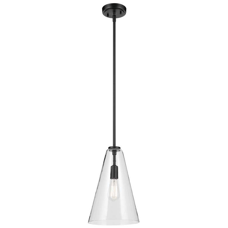 Image 1 Kichler Everly 10 1/4" Wide Black and Clear Glass Cone Pendant Light