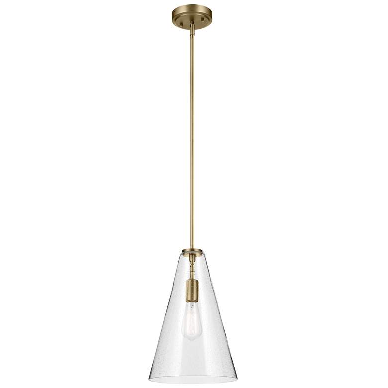 Image 1 Kichler Everly 10 1/4" Wide Brass and Clear Seeded Glass Cone Pendant