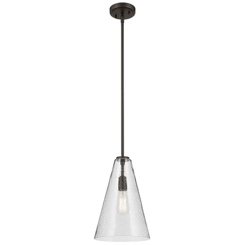 Image 1 Kichler Everly 10 1/4" Wide Bronze Clear Seeded Glass Cone Pendant